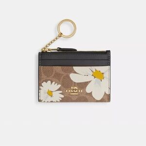 Coach NWT Mini Skinny Id Case Floral Print Keychain Wallet
